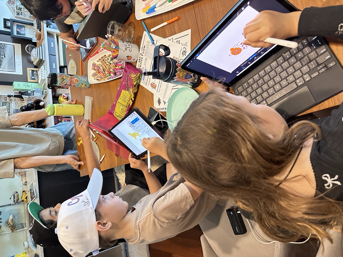 Emi's animation on her iPad screen