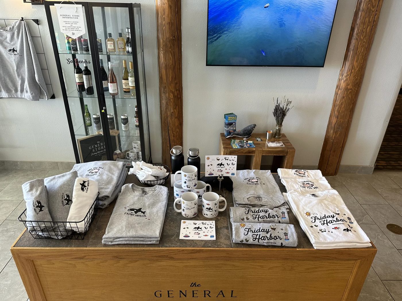 The Friday Harbor collection on display in the hotel general store