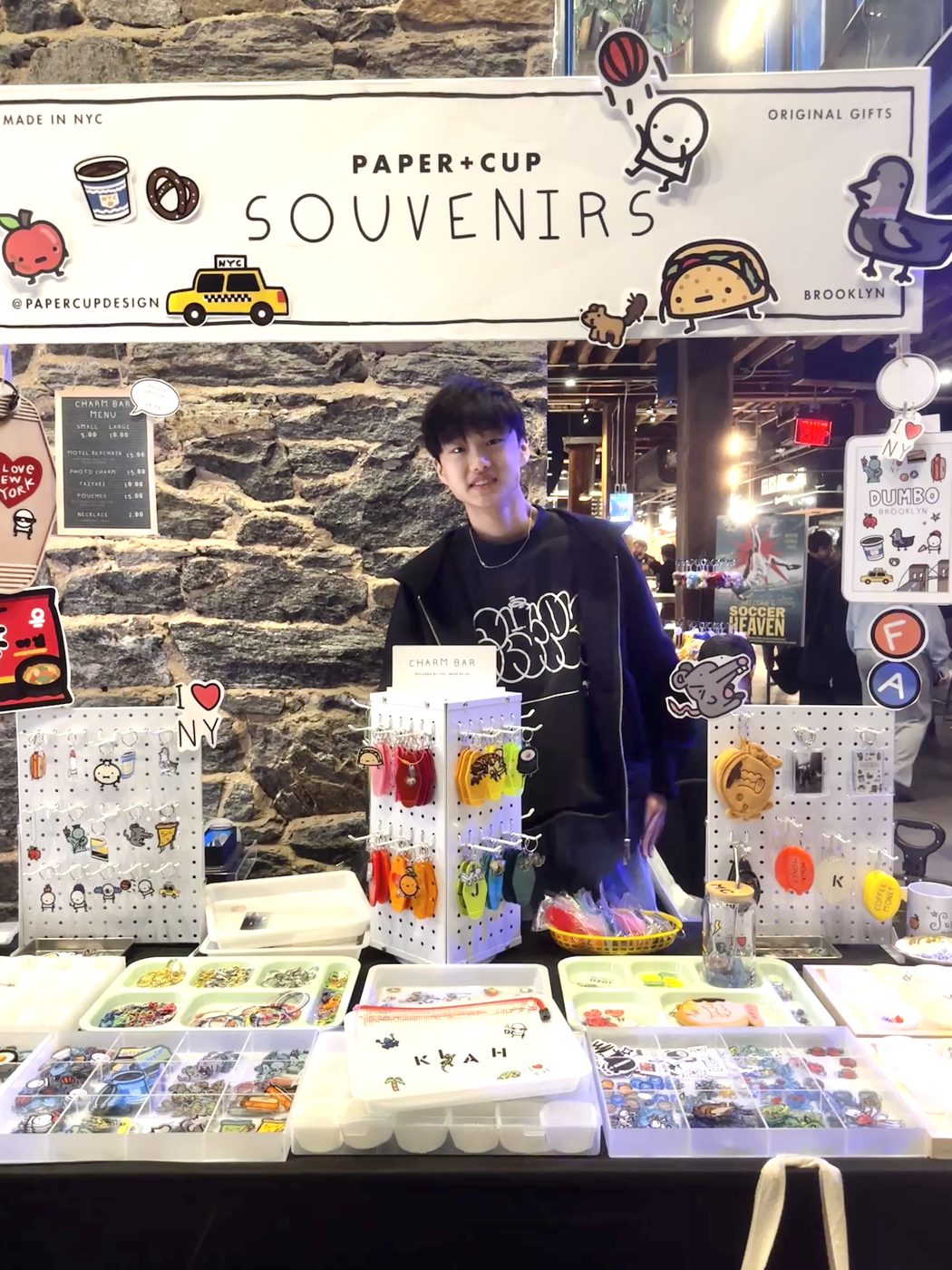 Truman at his charm bar booth