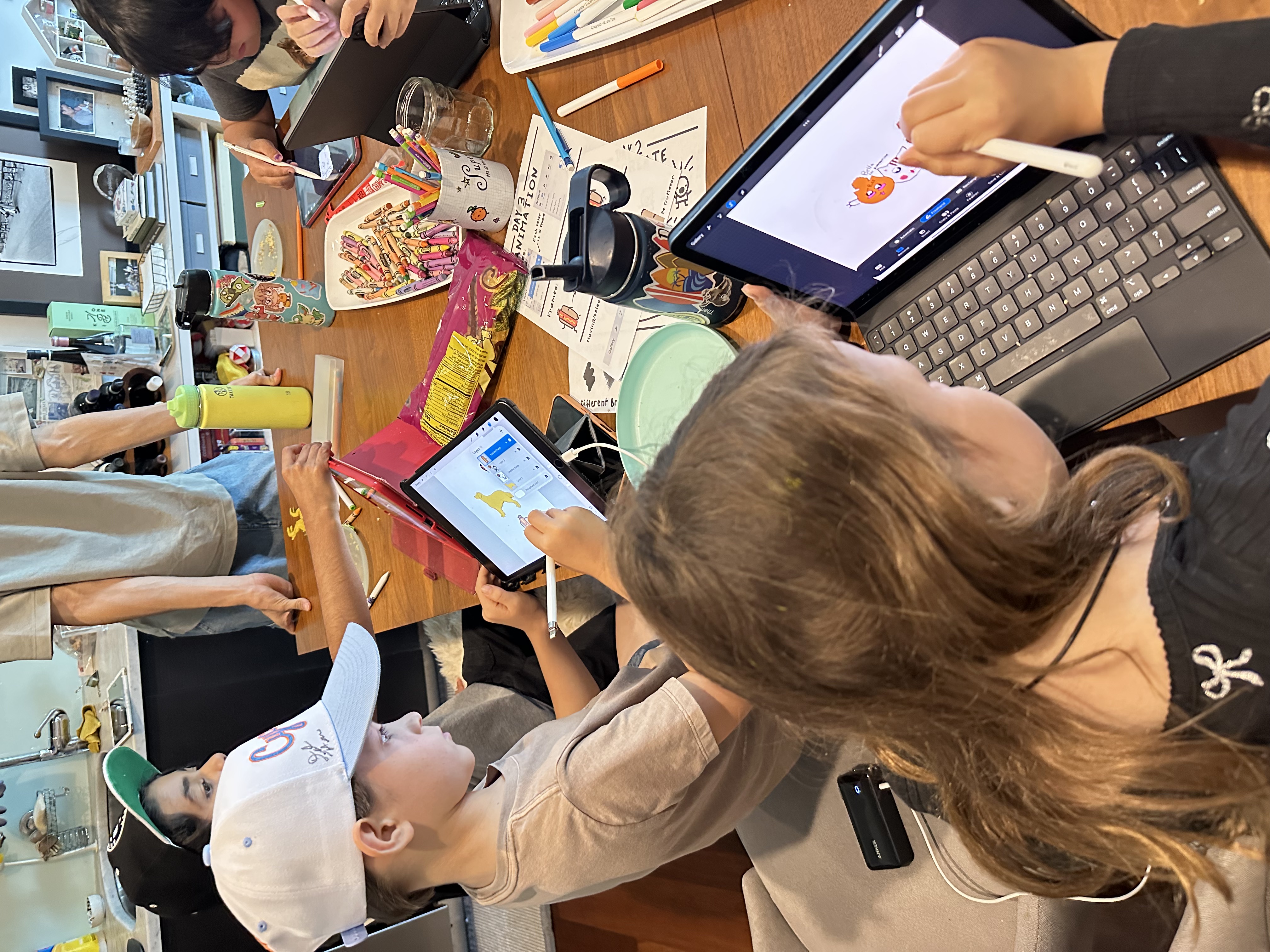 Students drawing characters in Procreate