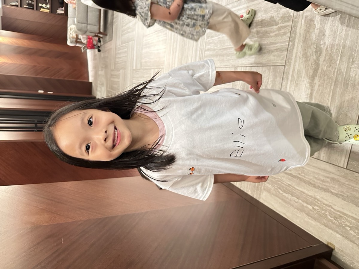 A maker in her finished shirt